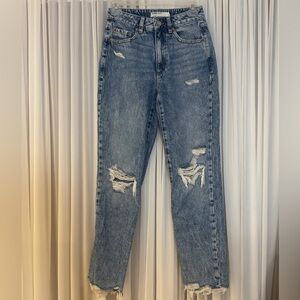 Garage Mom Light Blue Distressed Straight Leg Jeans